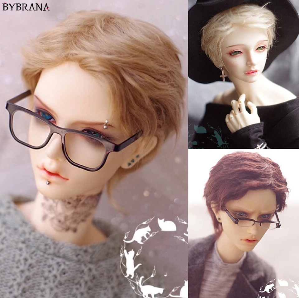Bybrana 1/3 1/4 BJD парики мохеровые молочно чайные коричневые короткие волосы для