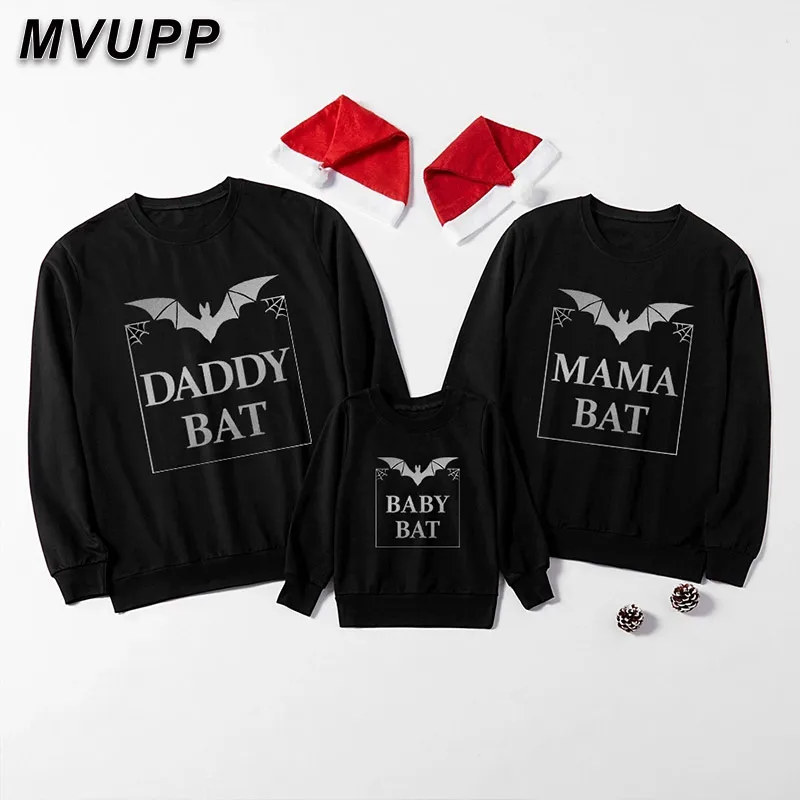 Толстовка с принтом для всей семьи летучая мышь семья классный зимний свитер