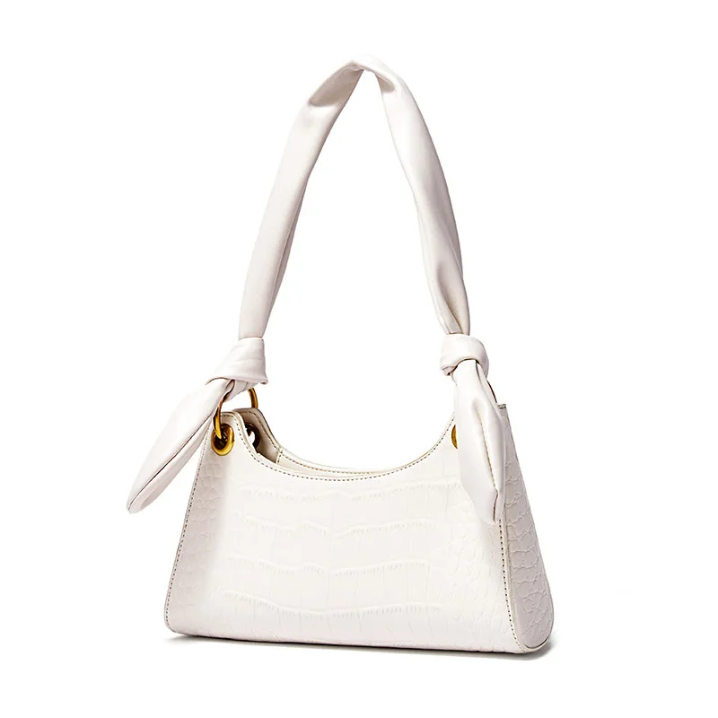 

Women Purple Underarm Bag Retro Ladies Baguette Handbags Design Girls Crocodile Pattern Small Shoulder Satchels PU Leather PM98