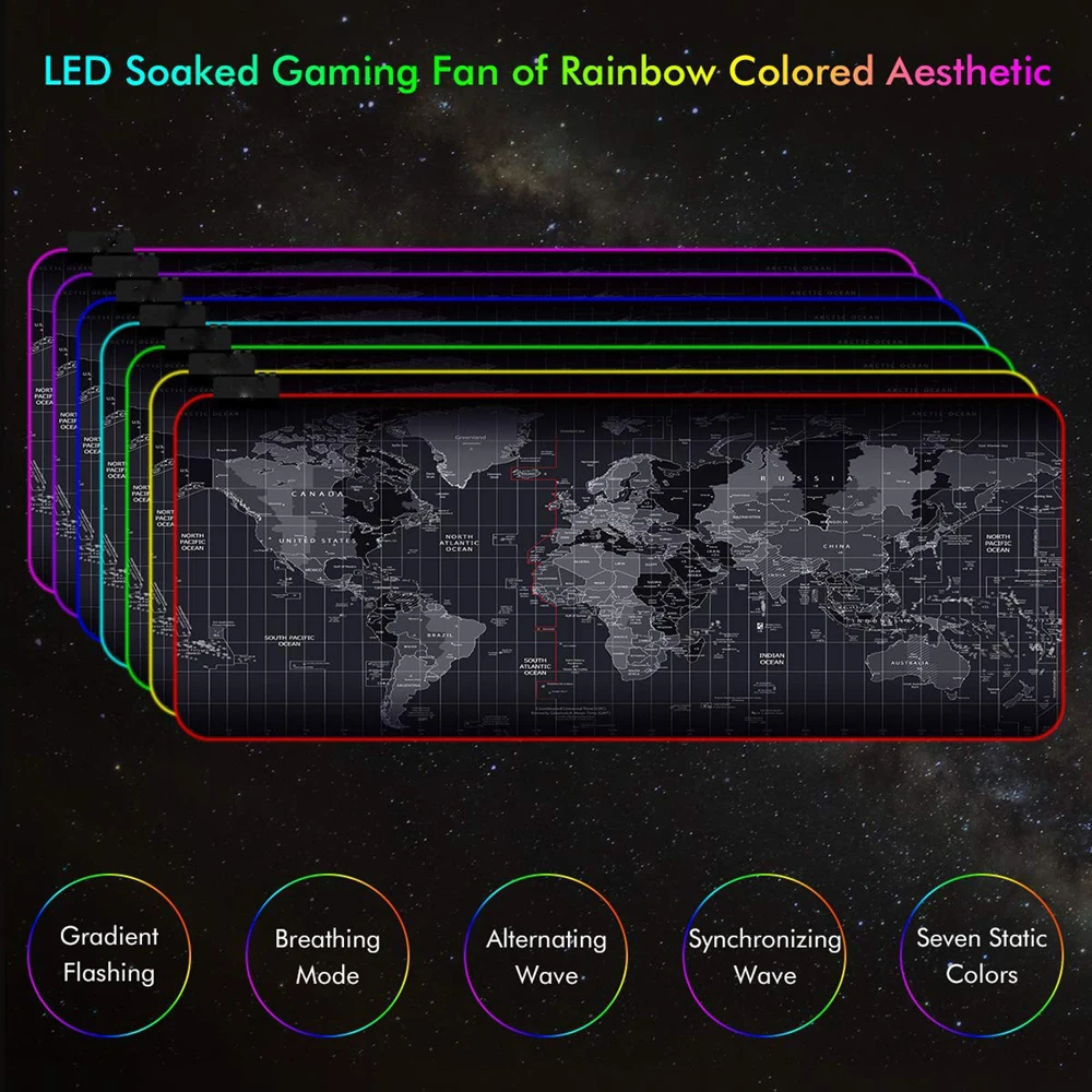 RGB игровая мышь XXL карта мира коврик клавиатура Коврик Led подсветка большой коврик для мыши геймерский компьютер большой коврик для мыши RGB Mause коврик Настольный коврик