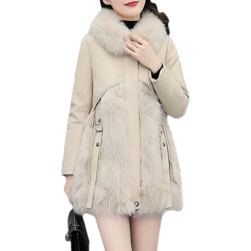 Fur-in-one 2021 New Winter Women's Mid-length Loose Fashionable Coat With Fur Collar, Young Female Fox Fur Imitation Fur Jackets