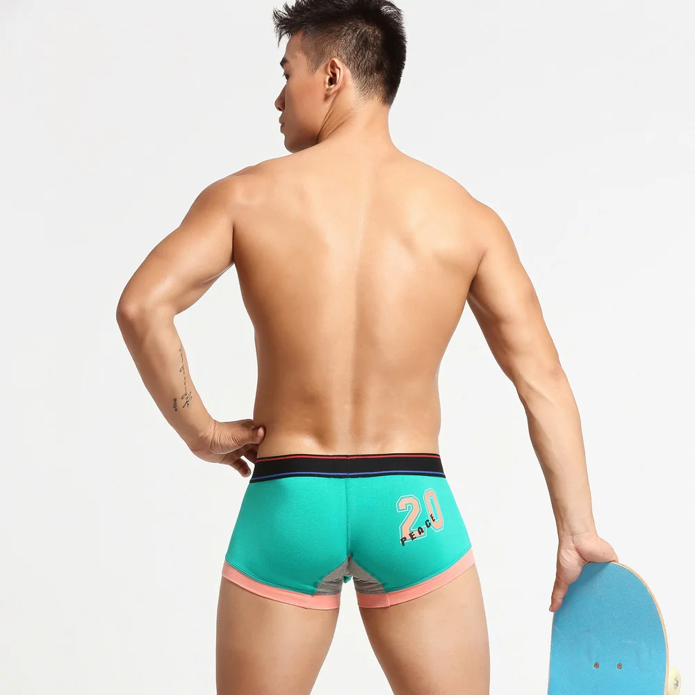 Мужские трусы боксеры с принтом черные мягкие из хлопка сексуальное нижнее белье