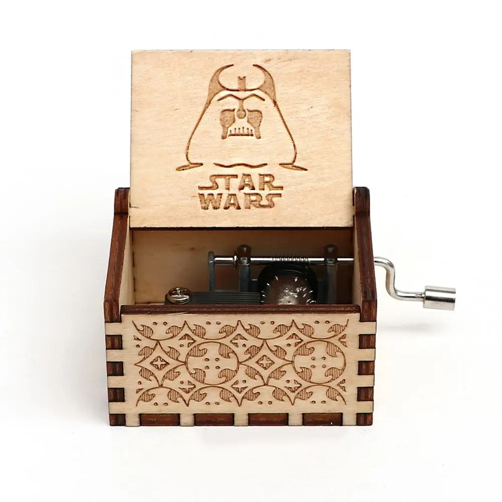 Прямая поставка резные черные деревянные музыкальные шкатулки с ручным заводом