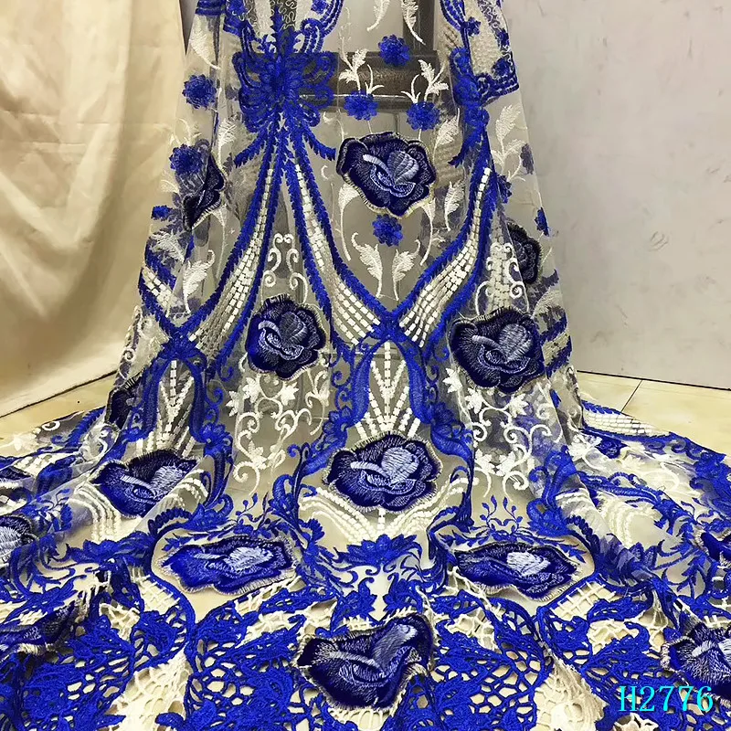 Последняя винно-красная кружевная ткань с вышивкой для свадебного платья синий