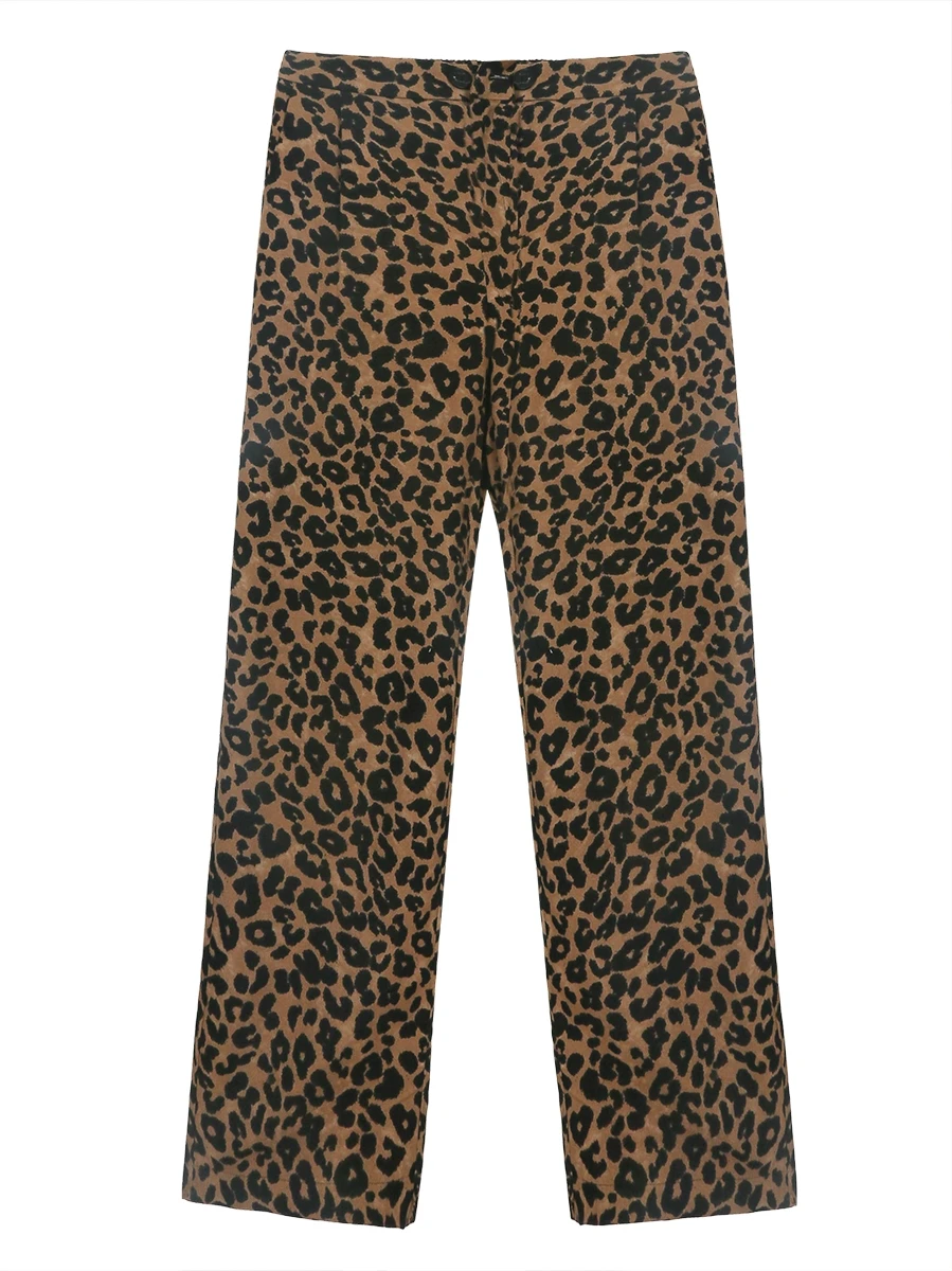 

Spring Korean Wide Leg Pants Women's High Waist Full-length Loose Pants Plus Size Fashion Sexy Leopard Chic Trouser Street Wear