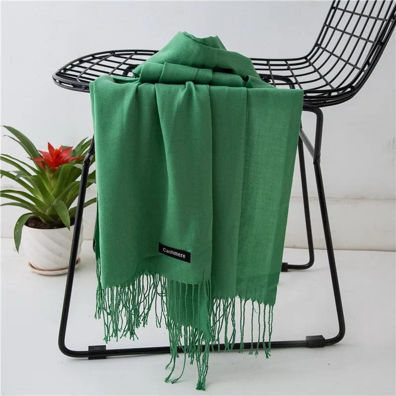 Мода 2019 весна осень зима женские шарфы длинный кашемир однотонного цвета теплые