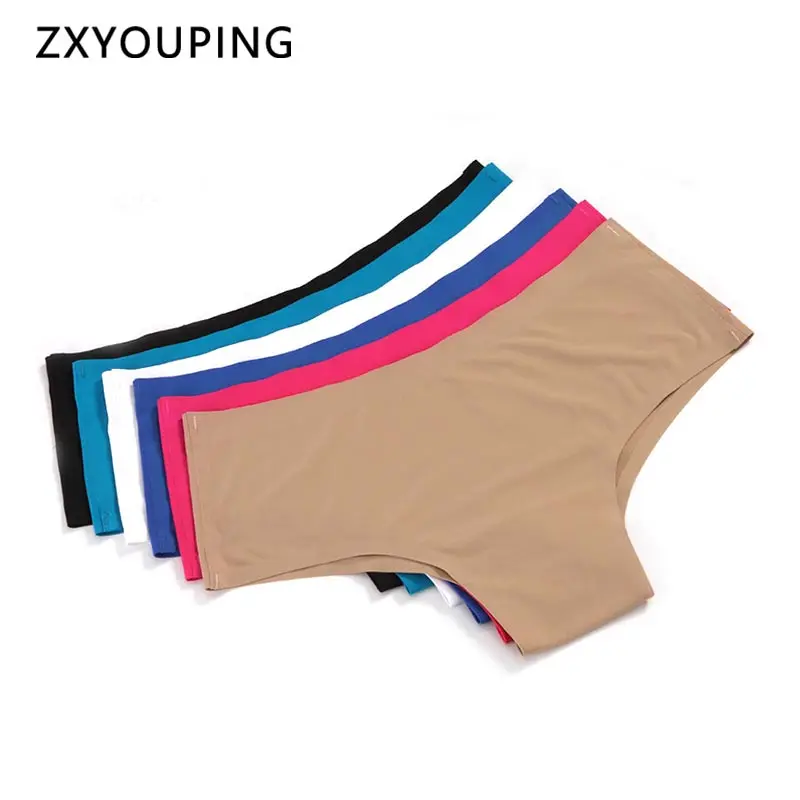 Женские Бесшовные трусы со средней посадкой мягкие однотонные трусики из