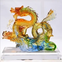 glass dragon decoration office dragon shaped art decoration living room crystal glass craftwork opening gift