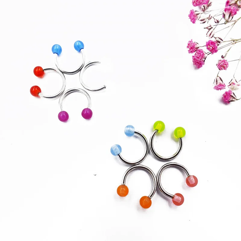 

Acrylic Fake Piercing Nose Ring Stud Body Jewelry Sexy for Women Helix Wholesale Accessories Septum Horseshoe