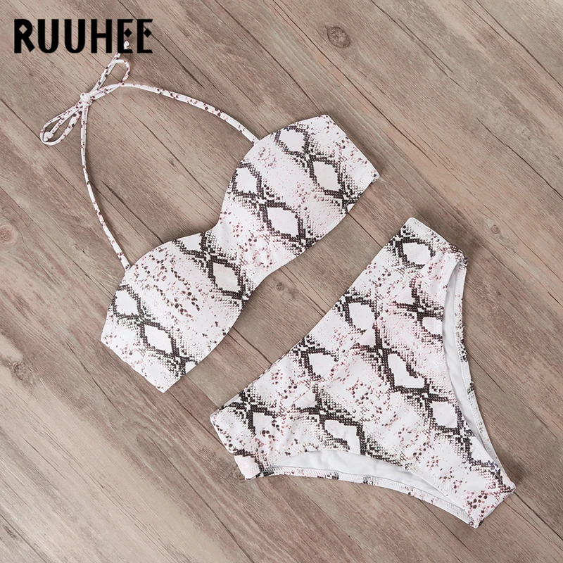 RUUHEE, бикини, купальник для женщин, купальник,, леопард, Бразильский бикини, набор, купальный костюм с пуш-ап, женская летняя пляжная одежда, бикини