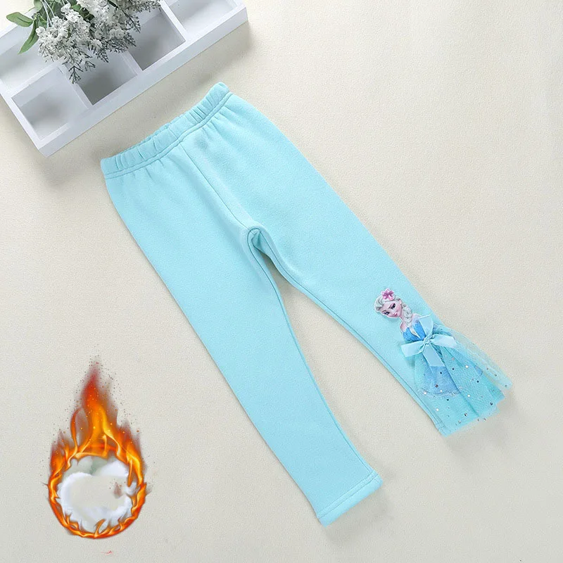 K30042-8 Jargazol/флисовые зимние ледяные гетры для девочек, кружевные, с аппликацией Эльзы, с вышивкой, Осенние милые плотные штаны для подростков детские брюки - Цвет: K30042-8