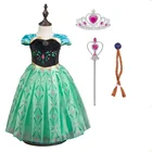 Платье принцессы Анны для девочек Холодное сердце, детский Косплей-костюм, корона, плетеная Снежная королева, детское платье для косплея на день рождения, Рождество