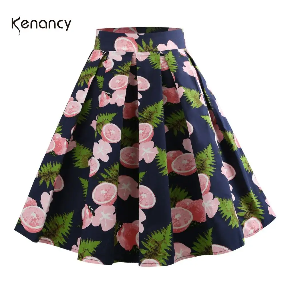 Женская винтажная Юбка миди Kenancy черная хлопковая юбка с высокой талией и принтом