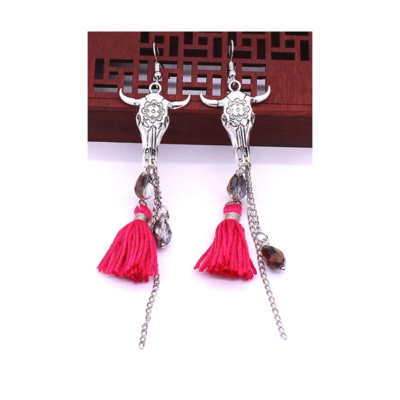 Новые ретро серьги с головой коровы богемные кисточками для женщин