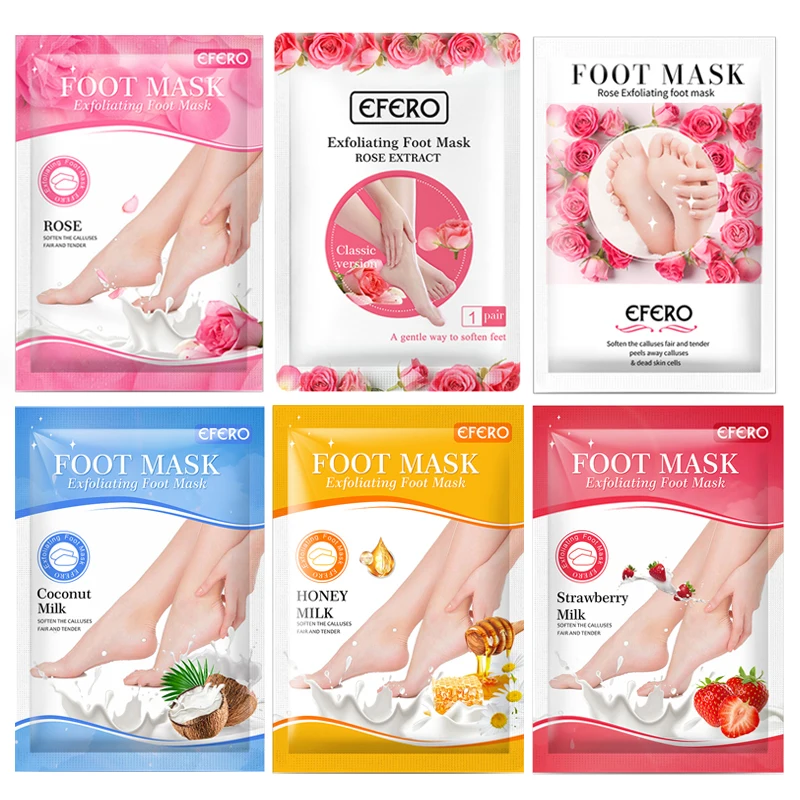 

6 упаковок, отшелушивающая маска для ног EFERO, средство для удаления омертвевшей кожи, увлажняющая маска для ног, педикюрные носки, питательны...