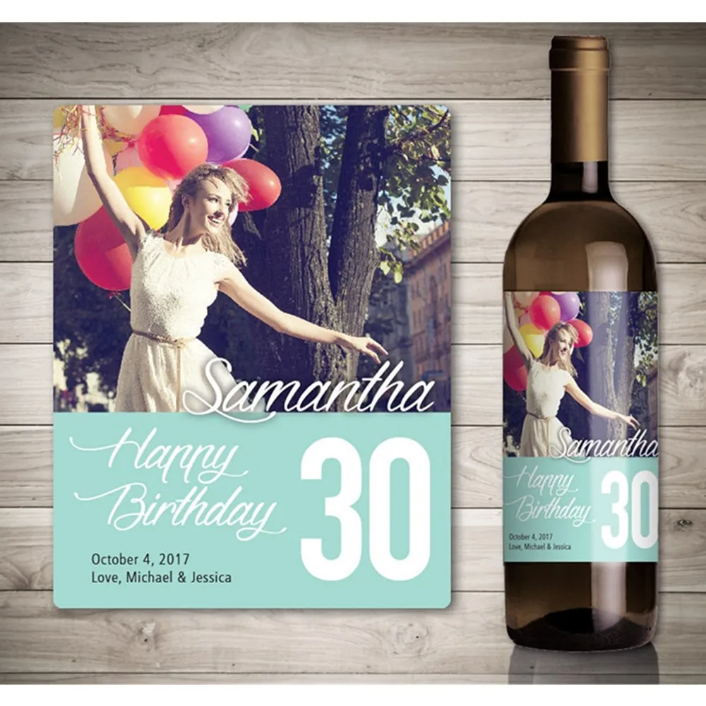 

Personalized Photo Birthday Party Wine Label, Wine Bottle Label, Custom Wine Bottle Stickers, Birthday Gift Idea, Wine Stickers