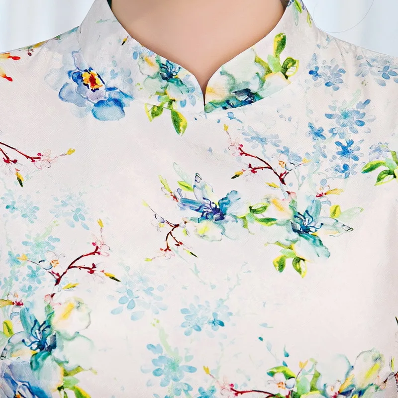 Весна-лето 2020 новая шелковая Улучшенная традиционная одежда cheongsam с коротким