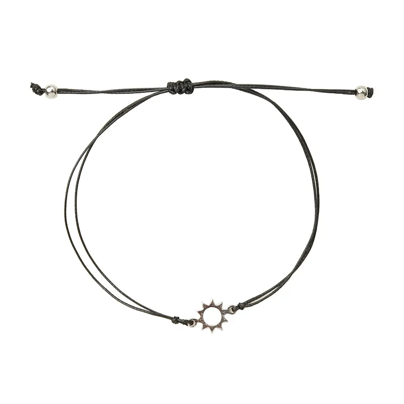 New Couple Card Charm Bracelets Simple Creative Alloy Moon Sun Woven Hand Rope Bracelet Birthday Gifts for Couples Girlfriends | Украшения