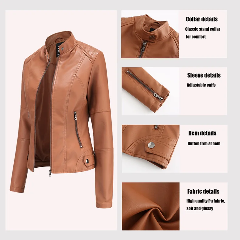 

KALENMOS Moto Biker Leather Jackets Women Zipper 2020 Spring Autumn Clothing Female Coat PU Abrigo Mujer Chaqueta Plus Size 3XL