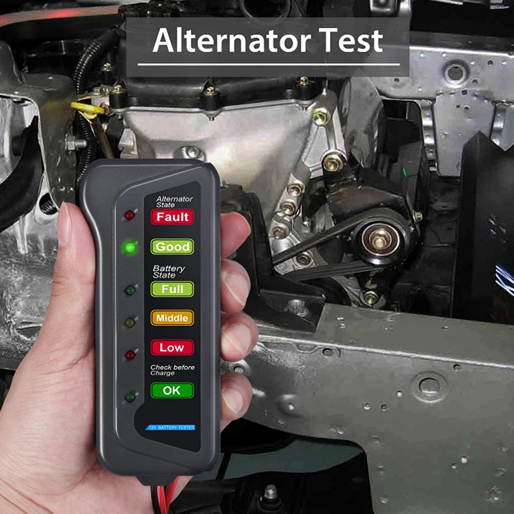 

12V Digital Battery Alternator Tester 6 LED Display For Car ATV
