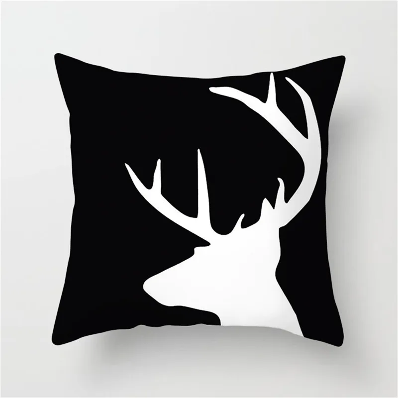 

Fuwatacchi Black White Animal Cushion Cover Deer Panda Horse Elephant Pillow Cover Decorative Home Sofa Car Geometry Pillowcases