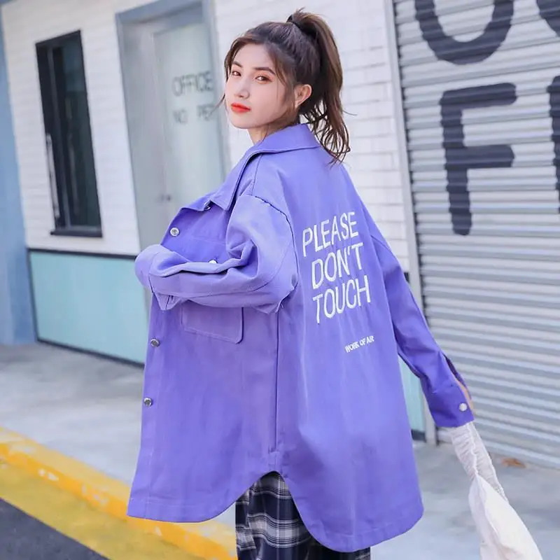 

Spring Autumn New Plus Size 6XL Loose Letter Print Shirt Coat Women's Medium Length Top Streetwear Jacket Harajuku Windbreaker