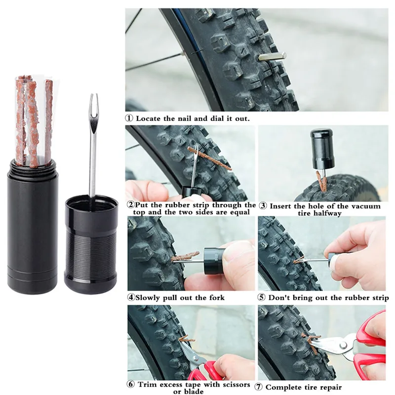 

Portable Bicycle Tire Repair Kit MTB Road Bike Tire Repair Rubber Strip Cycling Car Motorcycle Tyre Puncture Repairing Tool