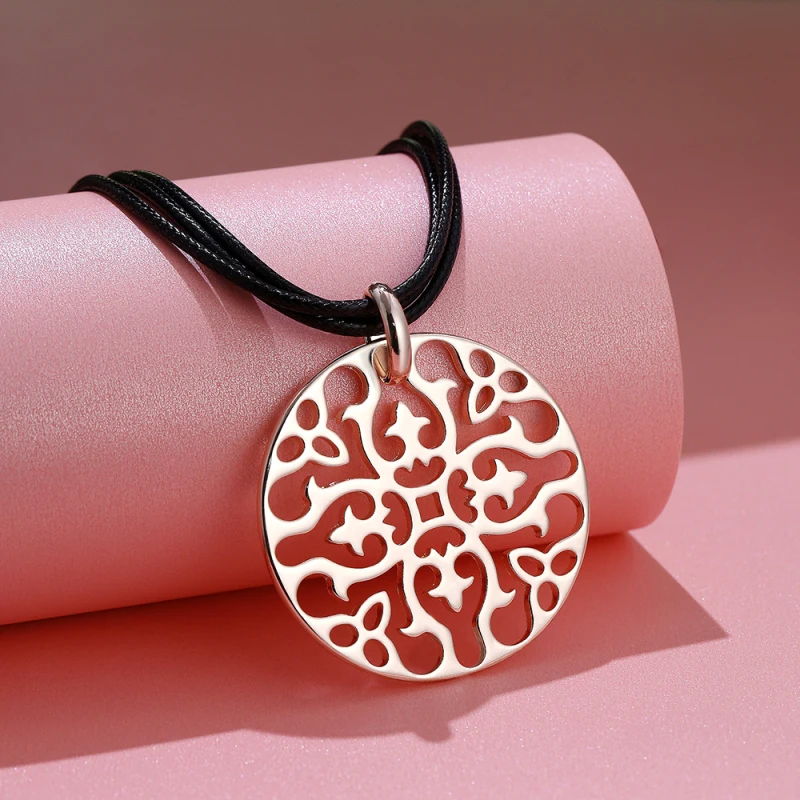 Золотой серебряный полый цветок кулон ожерелье свитер кожаная цепочка Ювелирные