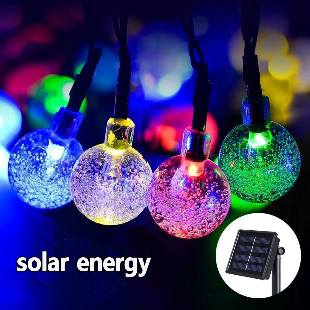 Гирлянда с хрустальными шариками на солнечной батарее 20 светодиодов 50