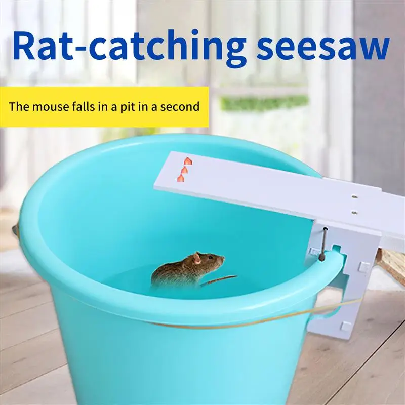 Non-toxic Bucket Mouse Trap Wooden Rat Catcher Seesaw Automatic Reset Mice Reusable Rodent for Home Outdoor | Дом и сад