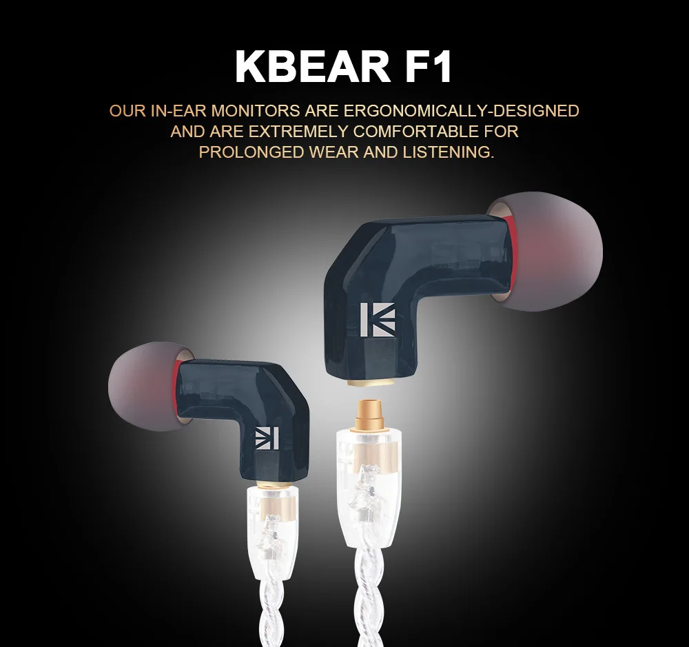 KBEAR F1 в ухо наушник 1 сбалансированный арматурный драйвер высокого класса HIFI бас гарнитура монитор dj наушники