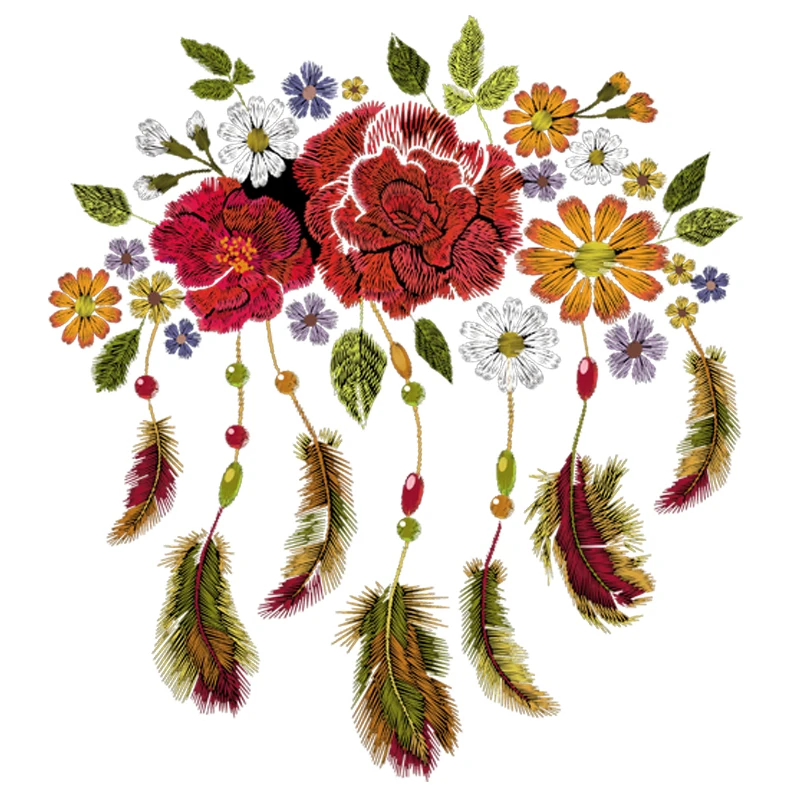 Бохо перо патчи для одежды моющиеся теплопередачи Diy футболки джинсы украшения