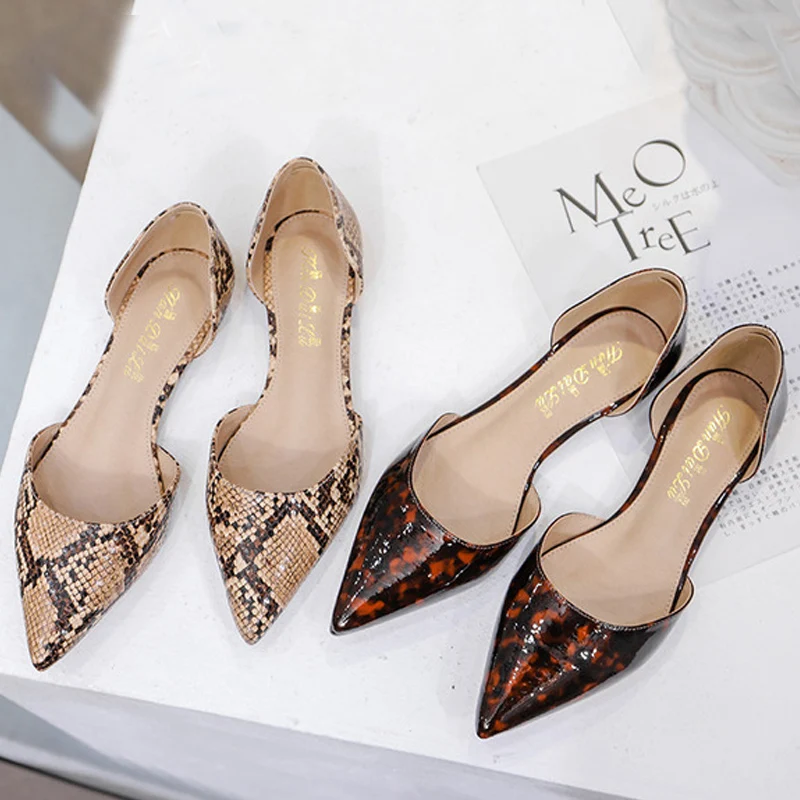 

HOVINGE Pointed Toe Slip On Ballet Flats Summer Womens Shoes For Women Flats Shallow Ladies D'Orsay Shoes Woman Snake Moccasins