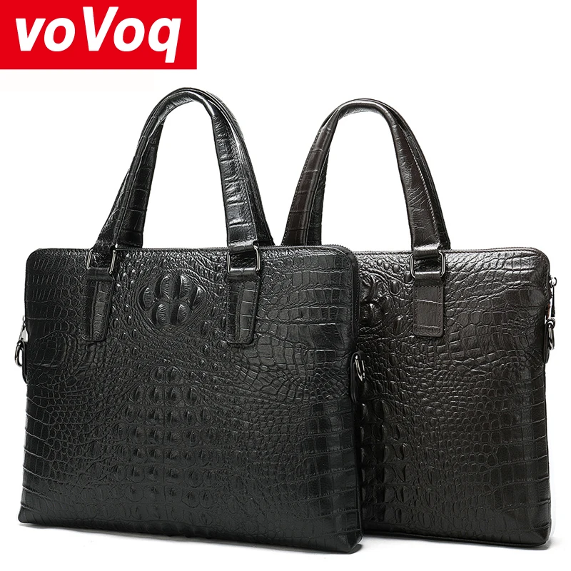 2020 New Arrival  Casual Men's Genuine Leather Crocodile Pattern Business Handbag Briefcase Messenger Shoulder Bag Handbags Hot