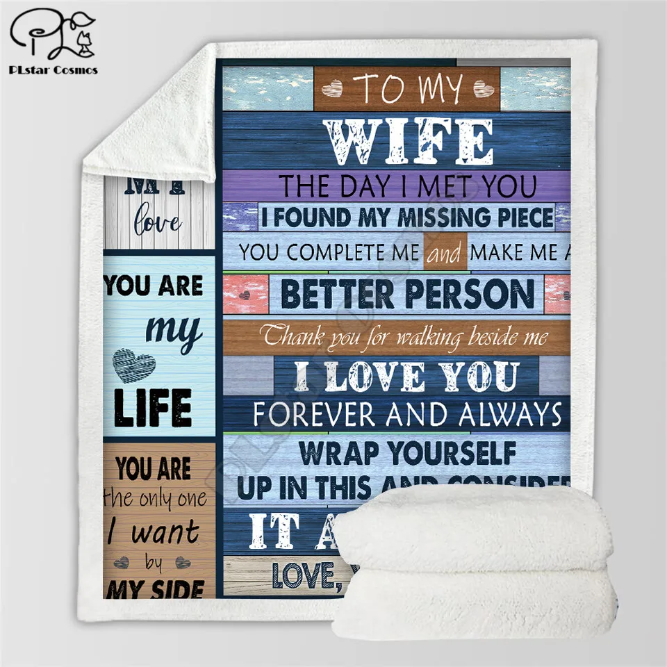 

To My Wife 3d printed fleece blanket for Beds Hiking Picnic Thick Quilt Fashionable Bedspread Sherpa Throw Blanket 08