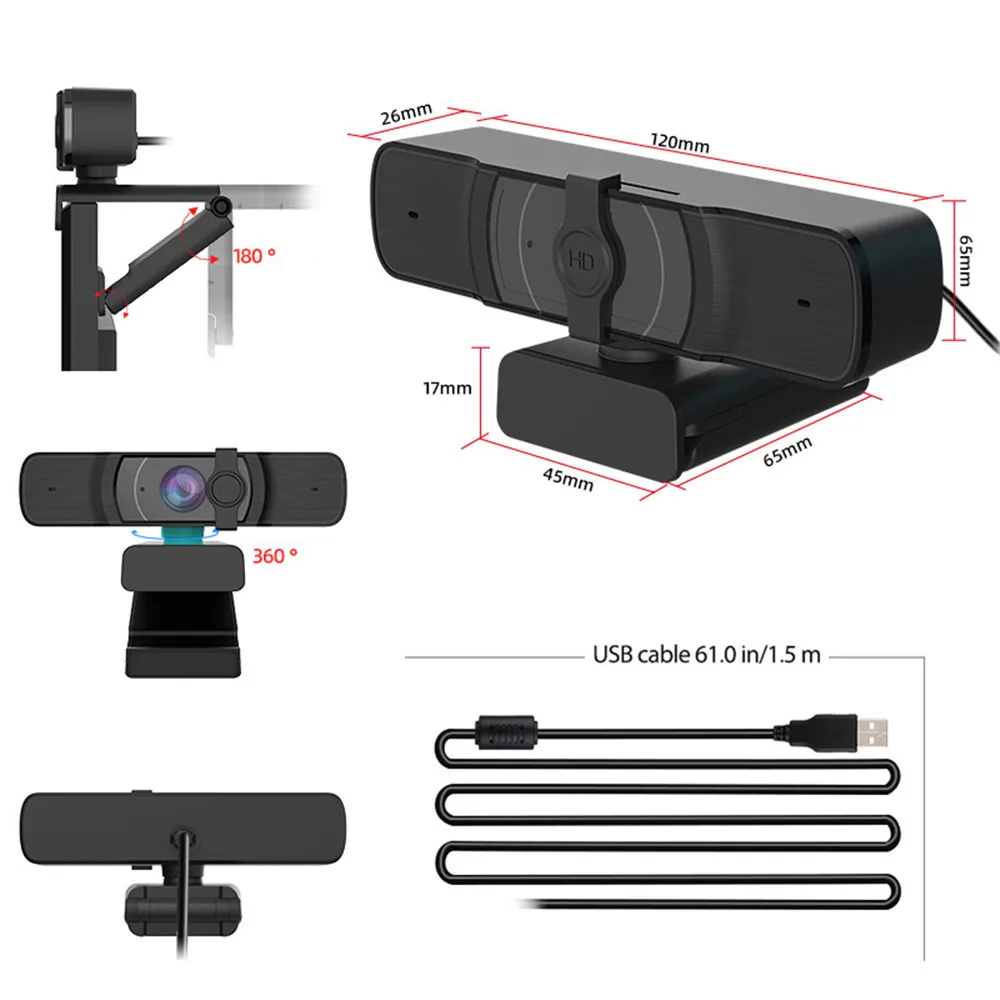 

HD USB Webcam 1080P Support Autofocus Web Camera 1080P For Computer Live Online Teaching Video Calling with Microphone Camera