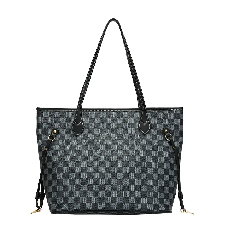 

simple tote bag plaid print shopping bag,one shoulder portable women's bag Europe and America new luxury large capacity handbags