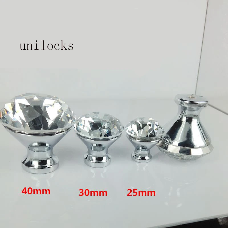 

UNILOCKS 25-40mm Diamond Shape Design Crystal Glass Knobs Cupboard Drawer Pull Kitchen Cabinet Door Wardrobe Handles Hardware