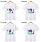Милая футболка для девочек на день рождения с принтом русалки номер 1-9, детские футболки с именем на заказ, праздничный детский подарок, детская одежда, HKP2480