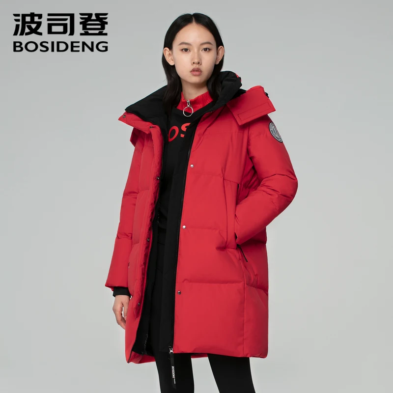 

Новинка 2020, женский пуховик BOSIDENG, длинный пуховик с капюшоном, зимняя теплая верхняя одежда, плотное длинное пальто, водонепроницаемое, высо...