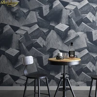 beibehang retro cement gray wallpaper 3d geometry tea shop coffee shop industrial wind extension space papel de parede