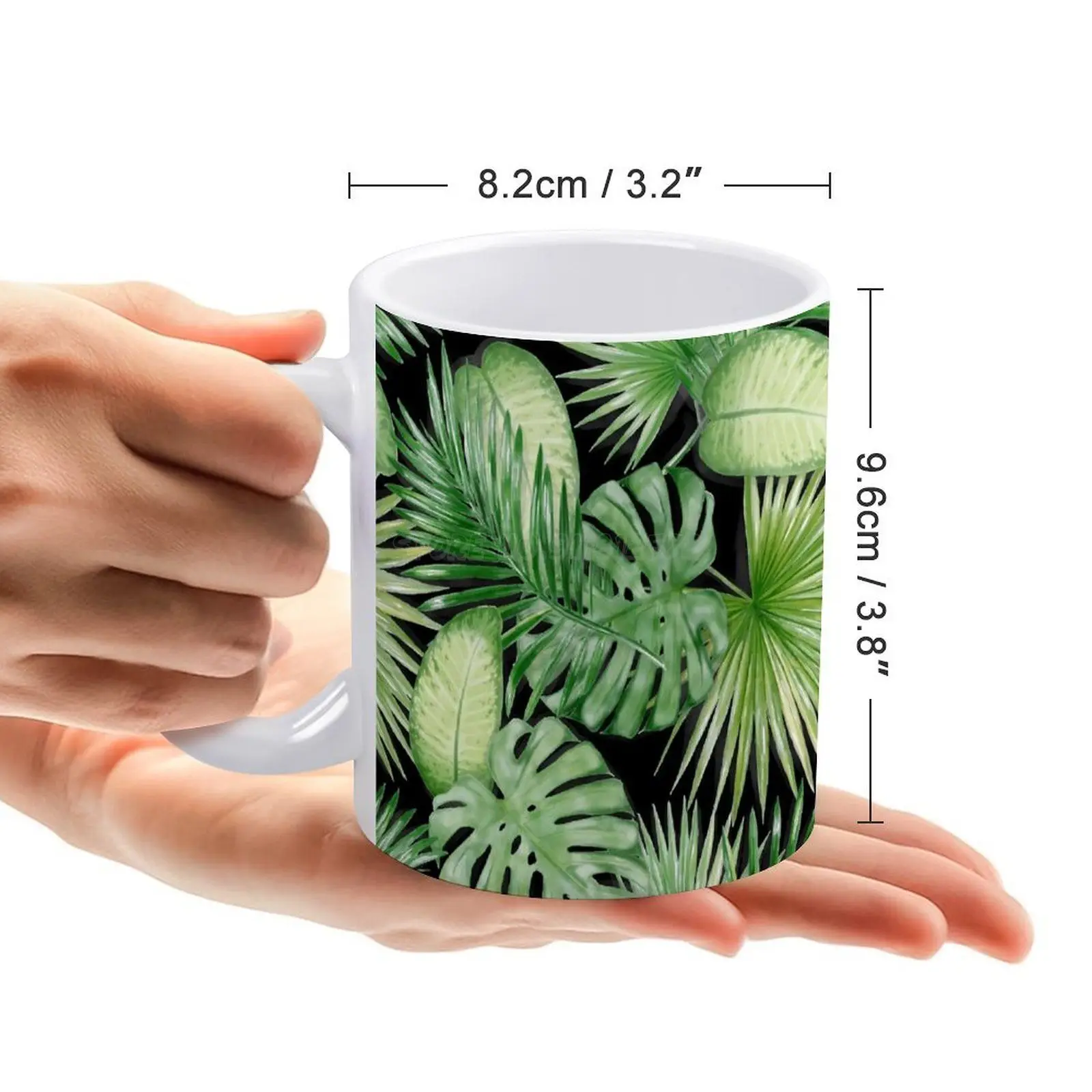 Кружка водная с экзотическим Рисунком Листьев белая кружка принтом кофейная