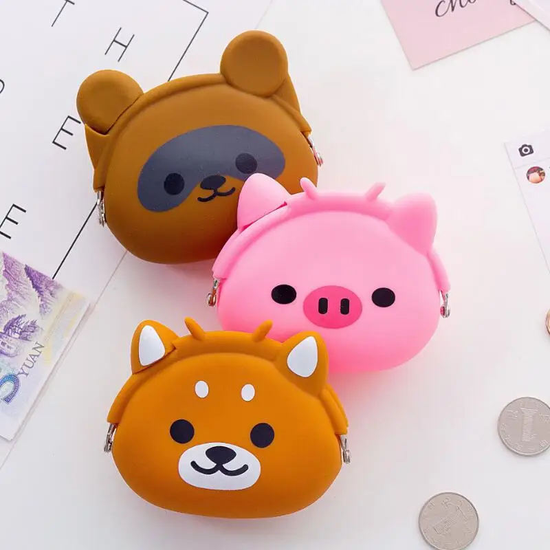 

Миниатюрный силиконовый кошелек для мелочи с изображением животных, подарки для вечерние, Женский кошелек для ключей, сумка для мелочи LX8392