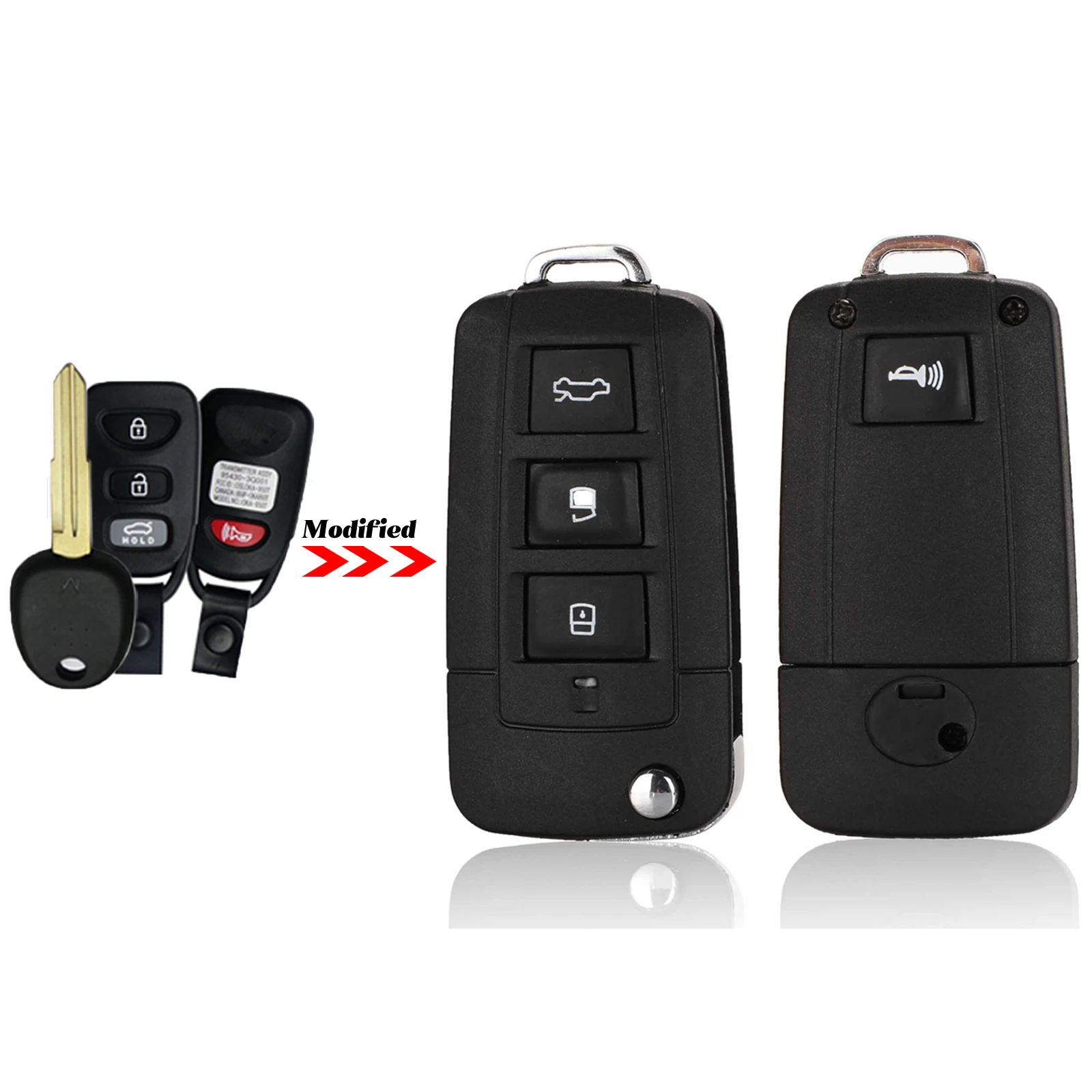 Jingyuqin 4 кнопки для Hyundai Coupe Galloper Santa Fe KIA Cerato Spectra Optima Fob модифицированный откидной