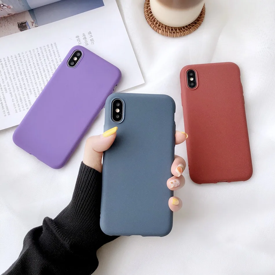For iPhone 11 Pro Max XR Xs Case Solid Color Soft Plain Cover 7 SE 2020 6 8 Plus Ultra Slim Matte Silicone Coque |