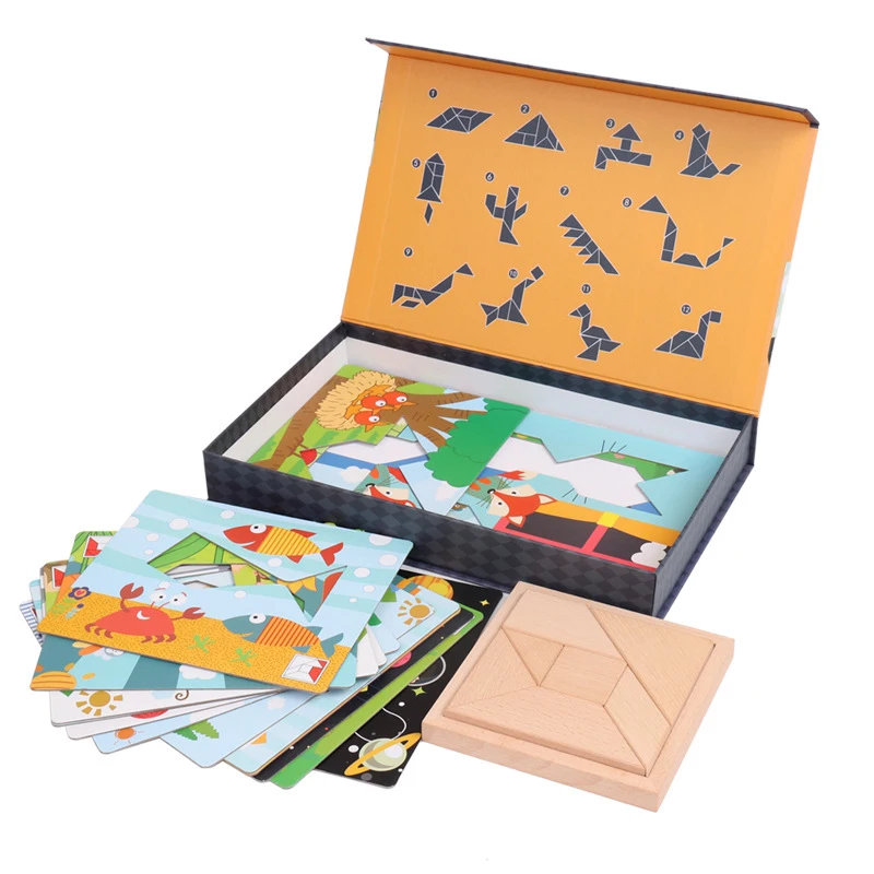

Montessori Children Wooden Tangram Puzzle Tangram Baby Children 3D Animal Jigsaw Puzzle Wooden Educational Toy Kids Xmas Gift