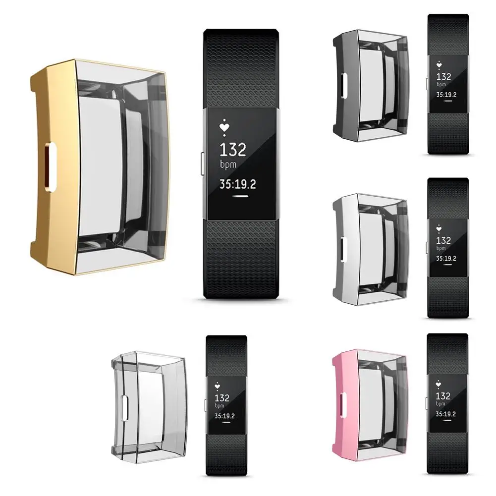 ultra thin soft tpu smart watch screen protector case cover for fitbit charge 2 wearable devices smart accessories free global shipping