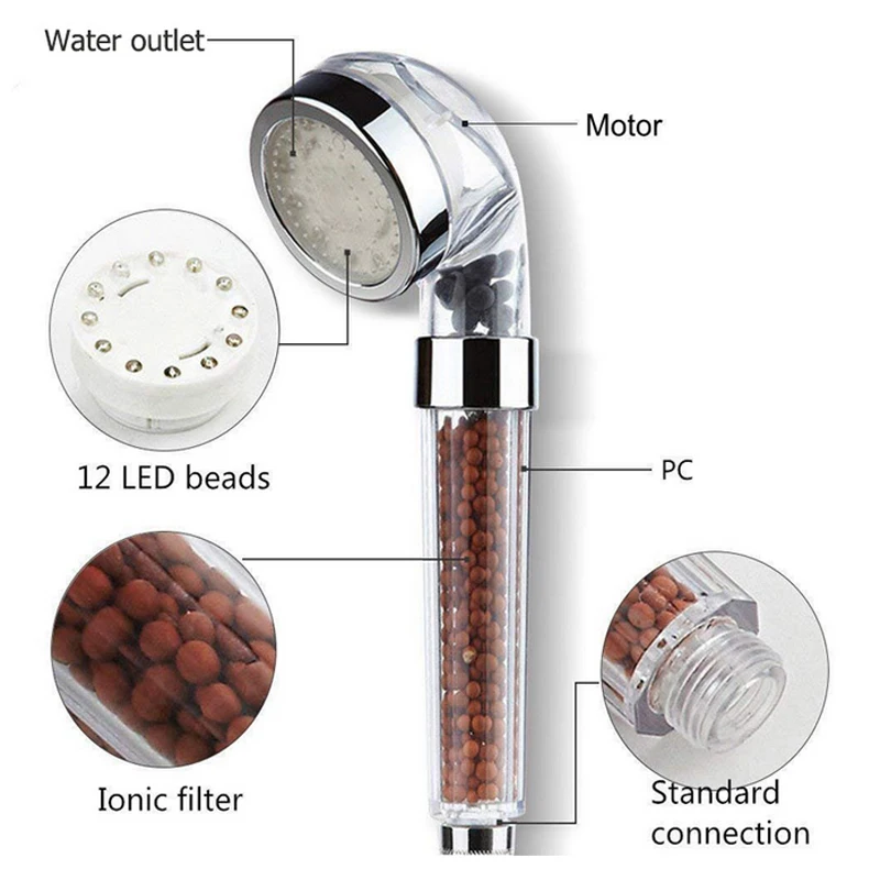 3 Colors LED light Shower Head Temperature control High Pressure Rainfall Water Saving Hand Bathroom Spa Showerhead accessories |