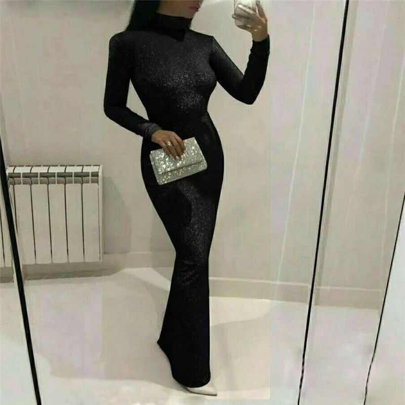 Женское облегающее платье-футляр с блестками вечерние блестящие длинные платья
