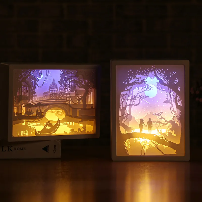 

Hot Art Decoration 3D Paper Carving Light Lamp LED Gift for Home Bedroom Bedside FQ-ing